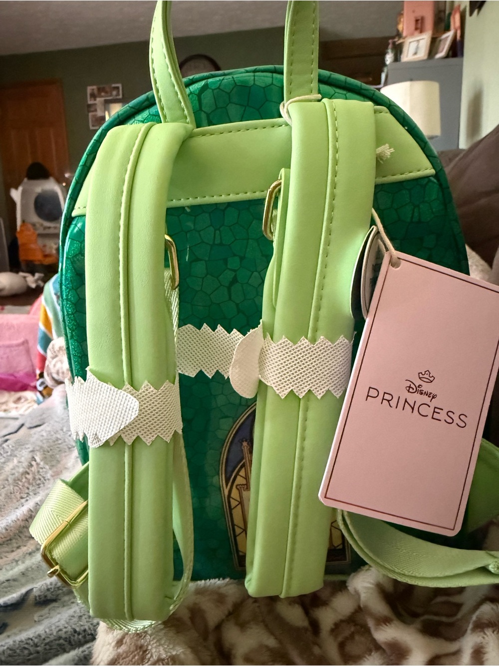 Loungefly Green Tiana Stained-Glass Mini Backpack - Picture 3 of 8